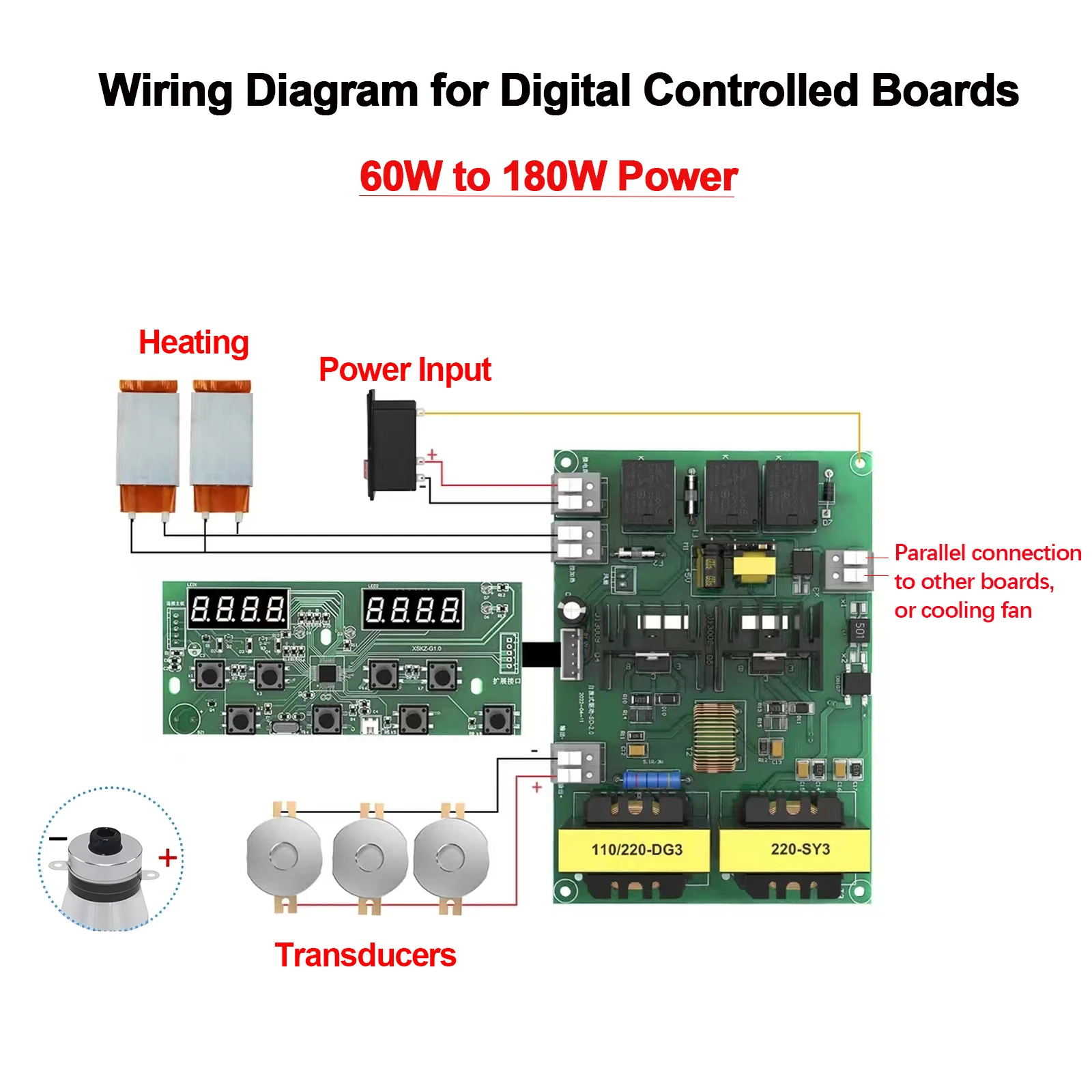 40kHz Mechanical Driver Board / Digital Circuit Boards for Ultrasonic Cleaner 60W-180W 110V/220V Ultrasonic Generator PCB