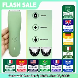 Body Hair Trimmer for Men Balls Waterproof Green Electric Shaver Trimmer Machine for Man Shaving Groin Trimmers Sensitive Areas