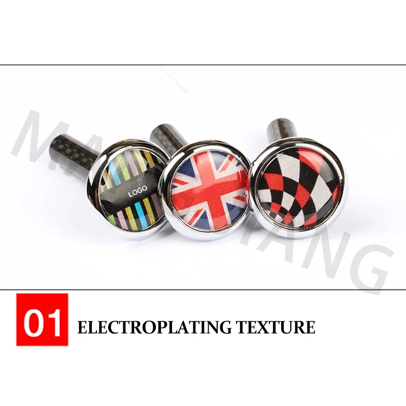 2PCS Car Door Pin Lift Lock Sticker Decor For Mini Cooper F54 F55 F56 R55 R56 R60 Metal Real Carbon Fiber Interior Accessories