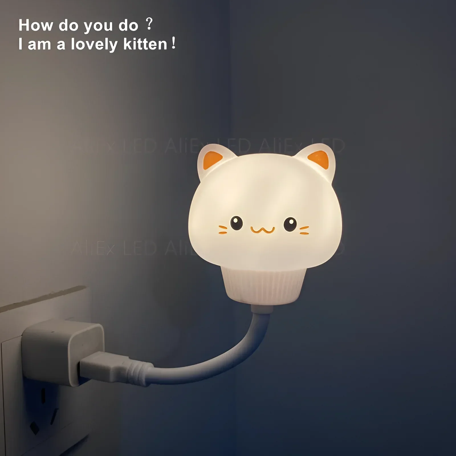 USB Night Light LED Cute Cartoon Voice Control Night Lamp Bear Kitten for Baby Kid Bedroom Eye Protection Decoration Bedside Lam
