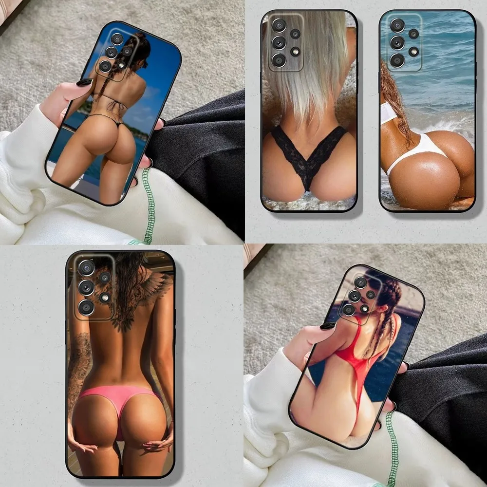 Sexy Women Model Ass Phone Case For Samsung S24,S23,S22,S21,S20,S10,S10E,S9 Plus FE Note 20 Plus Soft Black Cover Shell