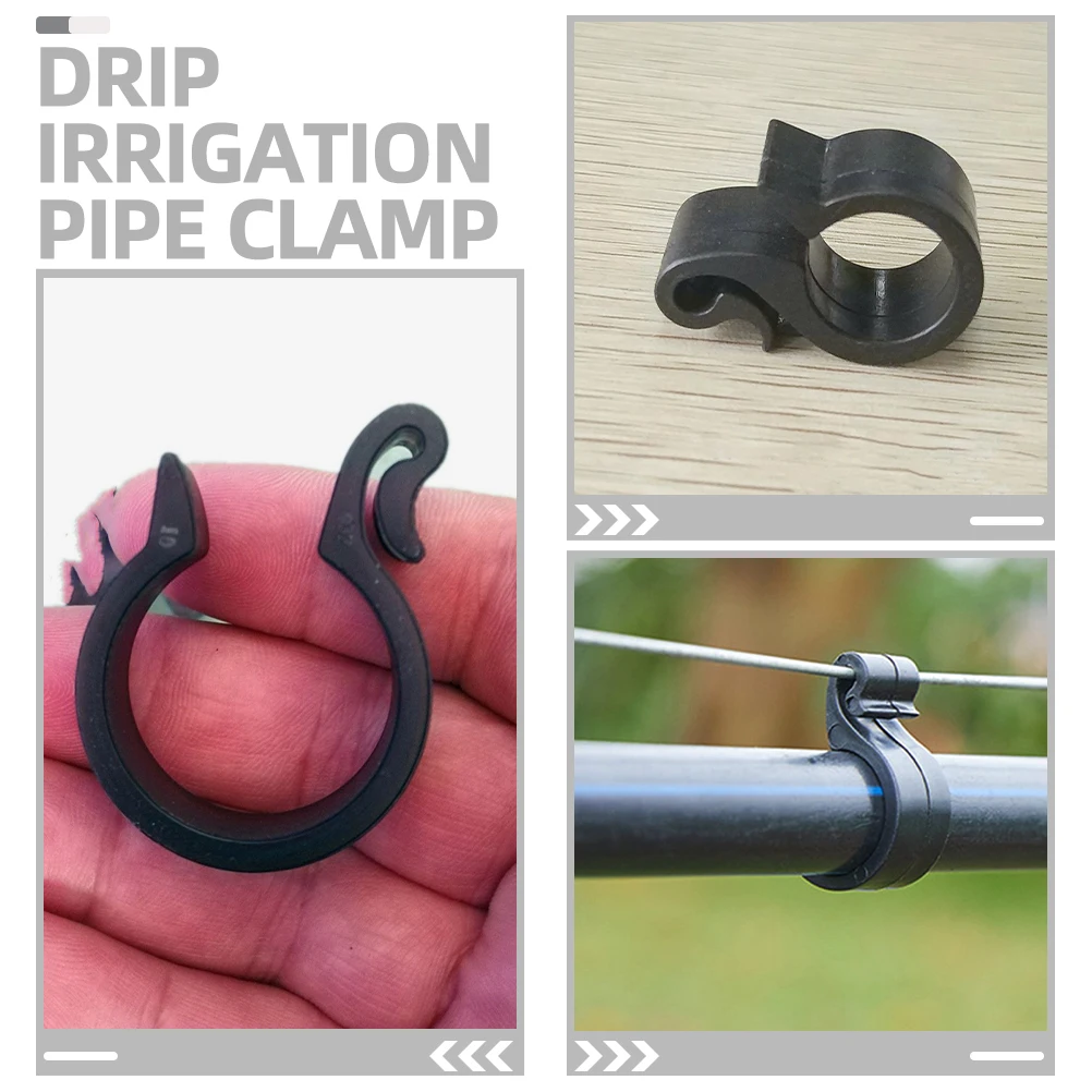 

100pcs Drip Irrigation Pipe Clamp Plastic Tube Hanging Garden Hose Clamps Tubing Clips Irrigation Hose Fixing Hanging Clamp