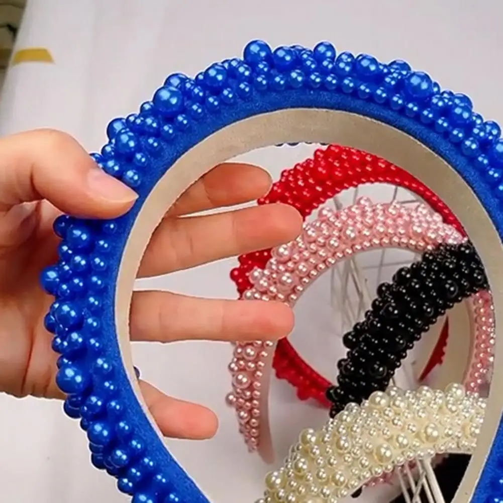 تقليد اللؤلؤ الشعر هوب واسعة زيادة عقال مرنة مريحة تناسب الشعر هوب النساء أغطية الرأس الزفاف إكسسوارات الشعر