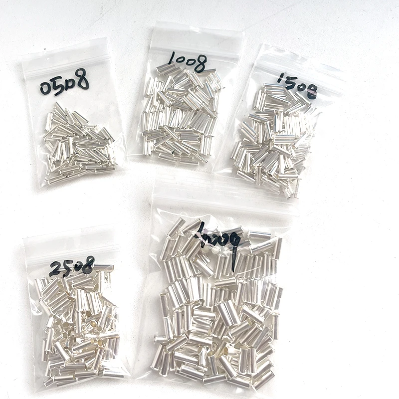 500 Pcs/Lot Copper Tube-shaped Bare Terminals Wire Copper Crimp Connector 12-22AWG Insulated Cord Pin End