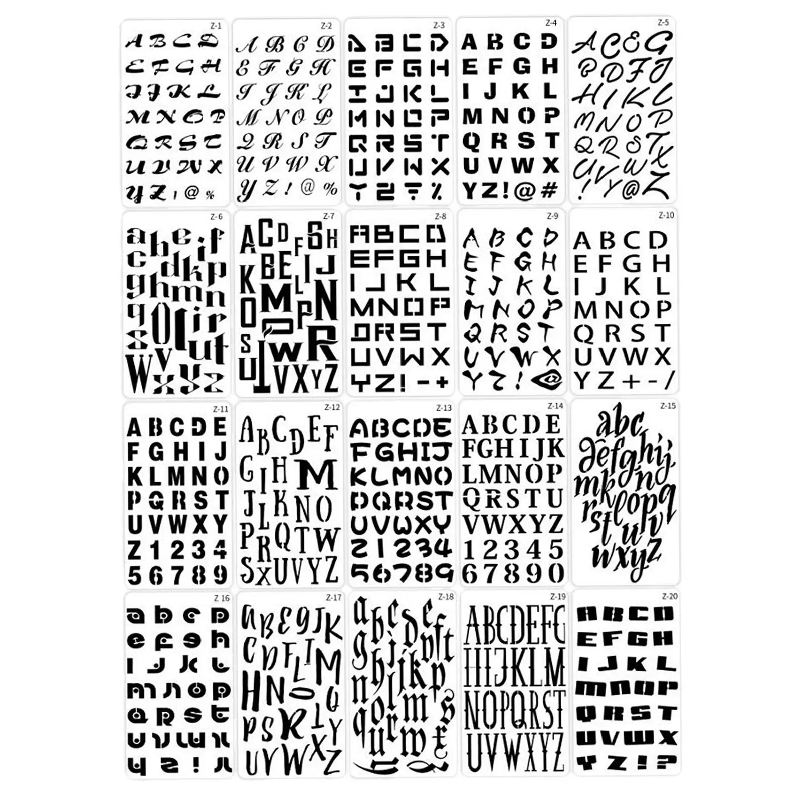 20x Alphabet Letter Number Drawing Painting Stencil Template for Journal Stencil Planner Scrapbooking DIY Painting Craft Project