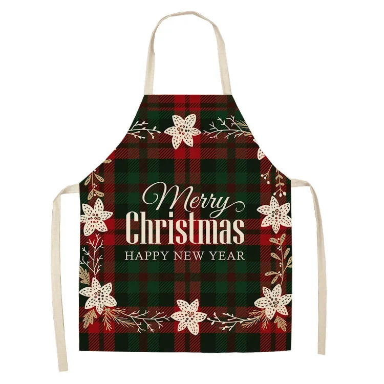 Santa Claus Christmas Grid Aprons Christmas Aprons Printing Home Kitchen Baking Cooking Christmas Party Decorations