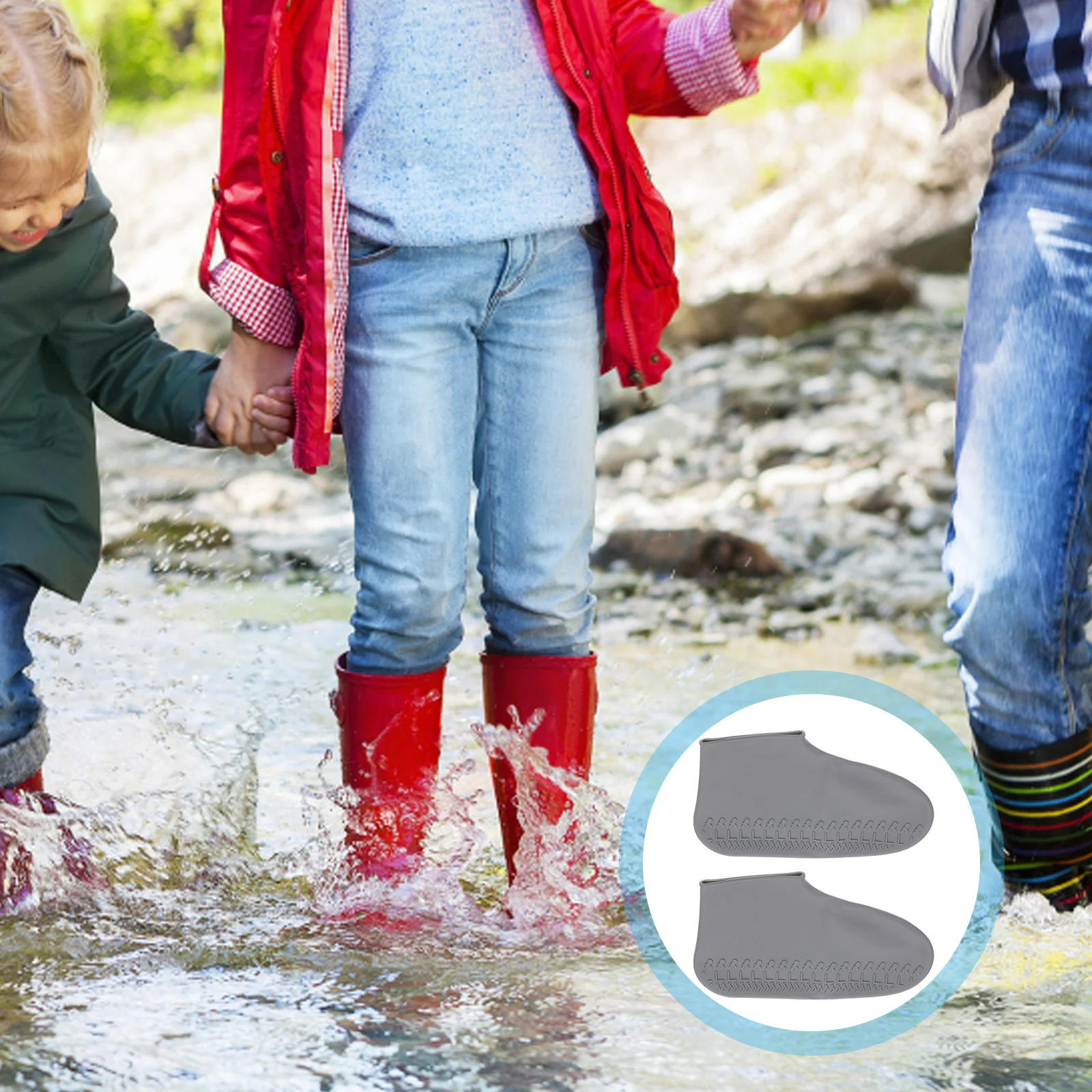 

1Pair Silicone Shoes Cover Rain Proof Anti Slip Shoe Protector Mudproof Outdoor Leisure Shoes Cover Grey Size M