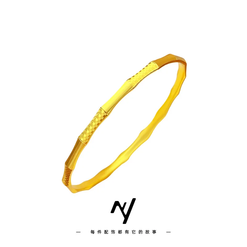 جديد 924K الذهب الحقيقي 4n التنين مقياس نحى الخيزران سوار الذهب مخزن AU9999 المرأة الذهب الخالص خاتم الذهب سوار