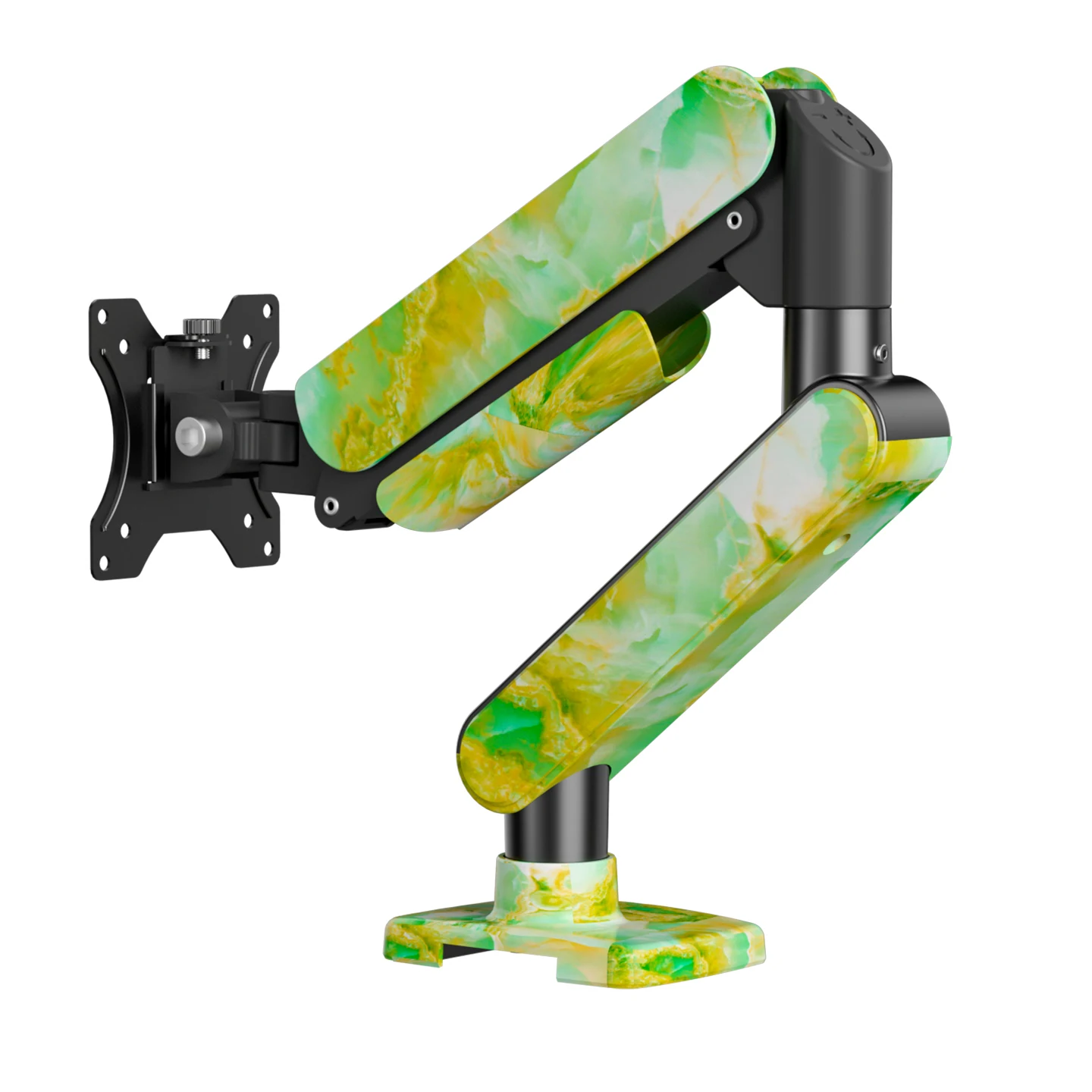 Luxury Marble Pattern Gas Spring Monitor Arm SC5 Aluminum Desk Mount for 17-35 Inch 2-10KG Monitors VESA 75/100
