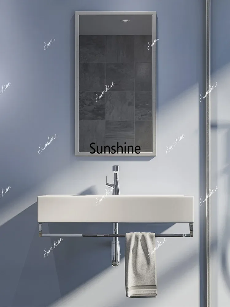 Integrated ceramic wall-mounted wash basin combination small apartment bathroom washstandT*
