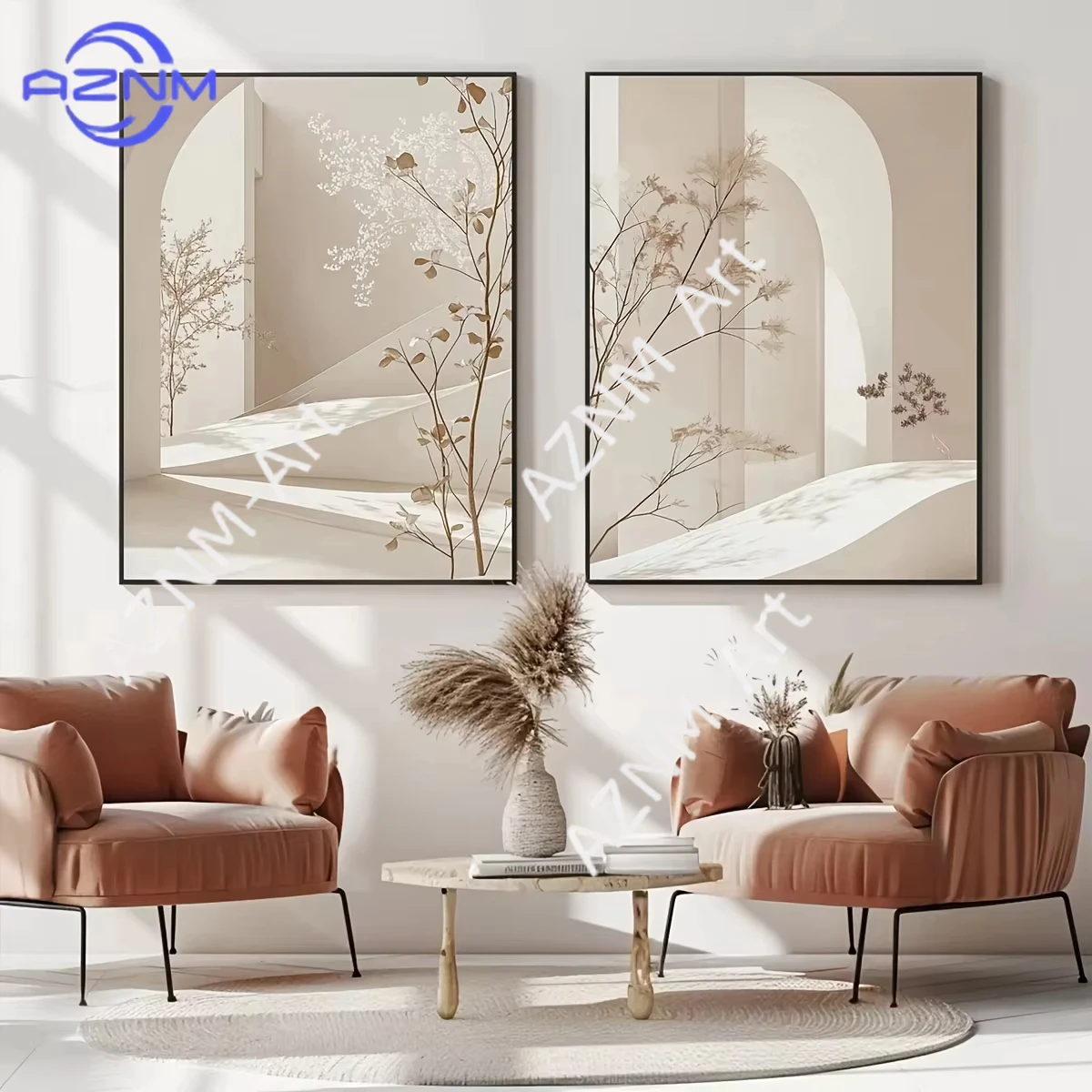 1/2 Stück Minimalistischer Bogen-Landschafts-Leinwanddruck Bohemian Art Wandkunst Poster für Modernes Wohnzimmer Schlafzimmer Badezimmer Heim-Dekoration
