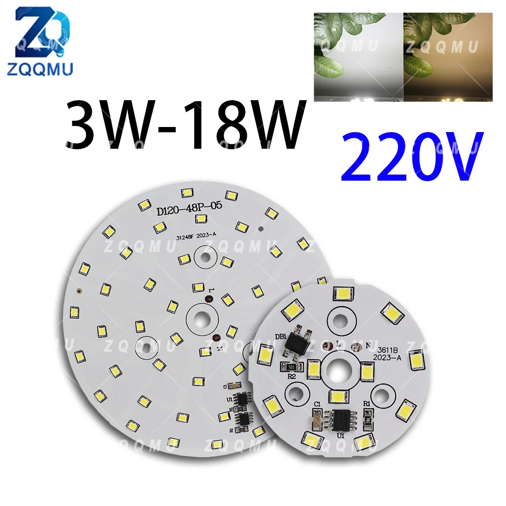 10Pcs 3W-18W AC220V SMD2835 LED Module Driverless PCB Light Source Round Board For DIY Downlight Tube Spotlight Lamp Bulb