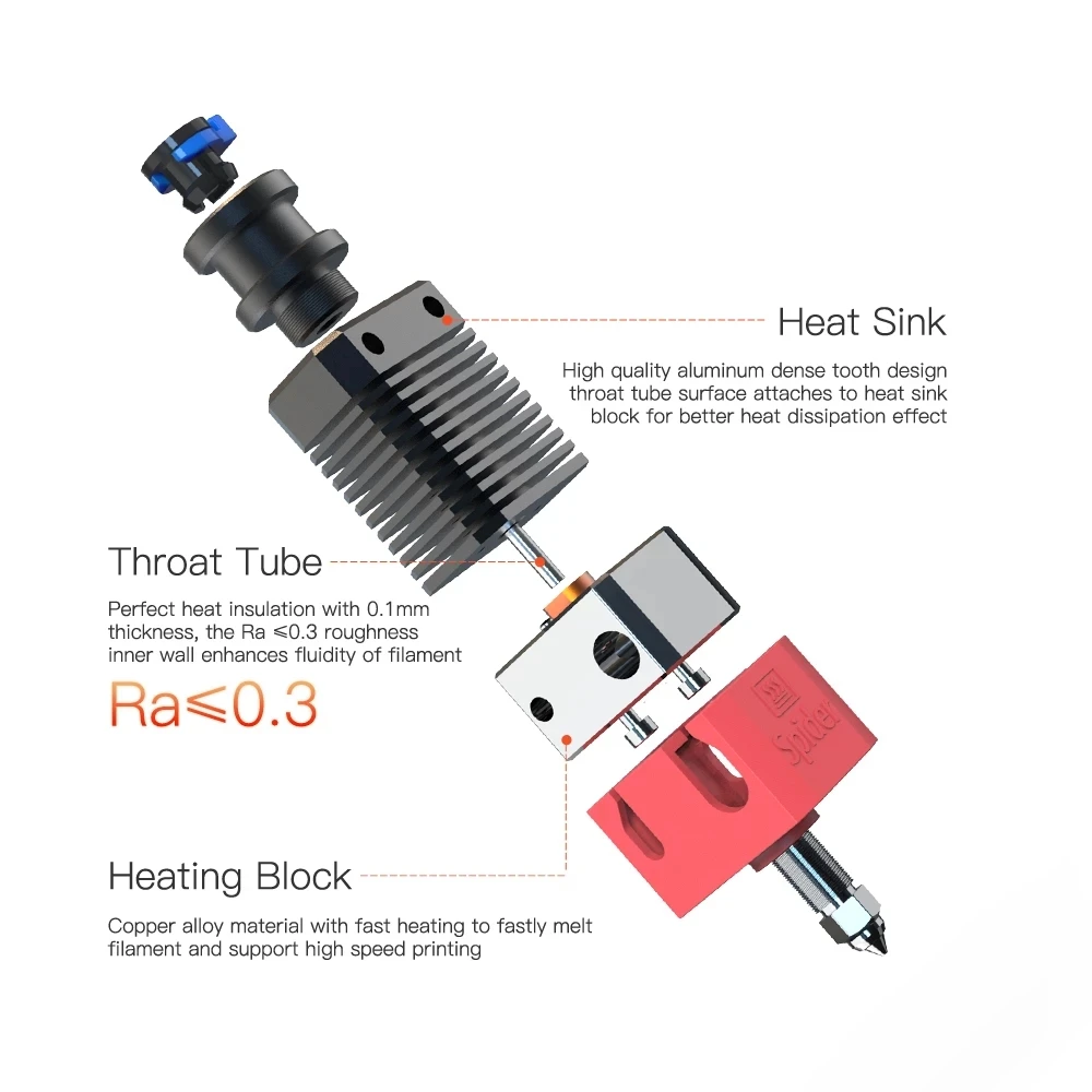 Imagem -04 - Creality Spider Kit Hotend de Alta Velocidade Bico Resistente ao Desgaste de Alta Temperatura Extrusões Suaves para Peças de Impressora 3d cr Ender