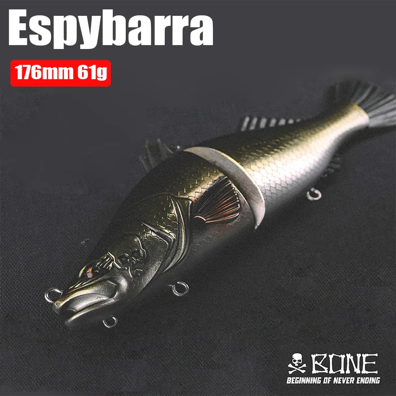 

Bone Espybarra 176mm 61g Floating Seawater Multi-Function Jointed Swimbait ABS 3 Interchangeable Tail Fishing Lure