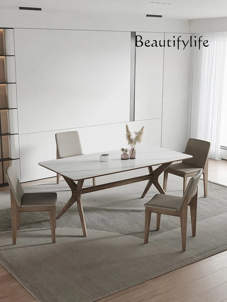

стол кухонный Solid Wood Rock Plate Dining Table Modern Simple Small Apartment Light Luxury Simple Log Table and Chair