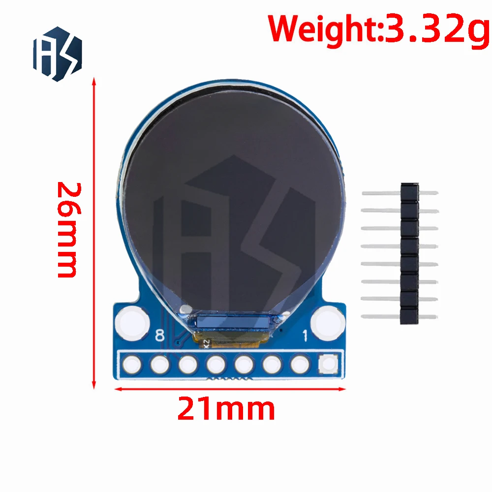 TFT عرض 0.71 بوصة TFT وحدة عرض إل سي دي مستديرة RGB 160*160 GC9A01 سائق 8PIN SPI واجهة 160x160 PCB لاردوينو