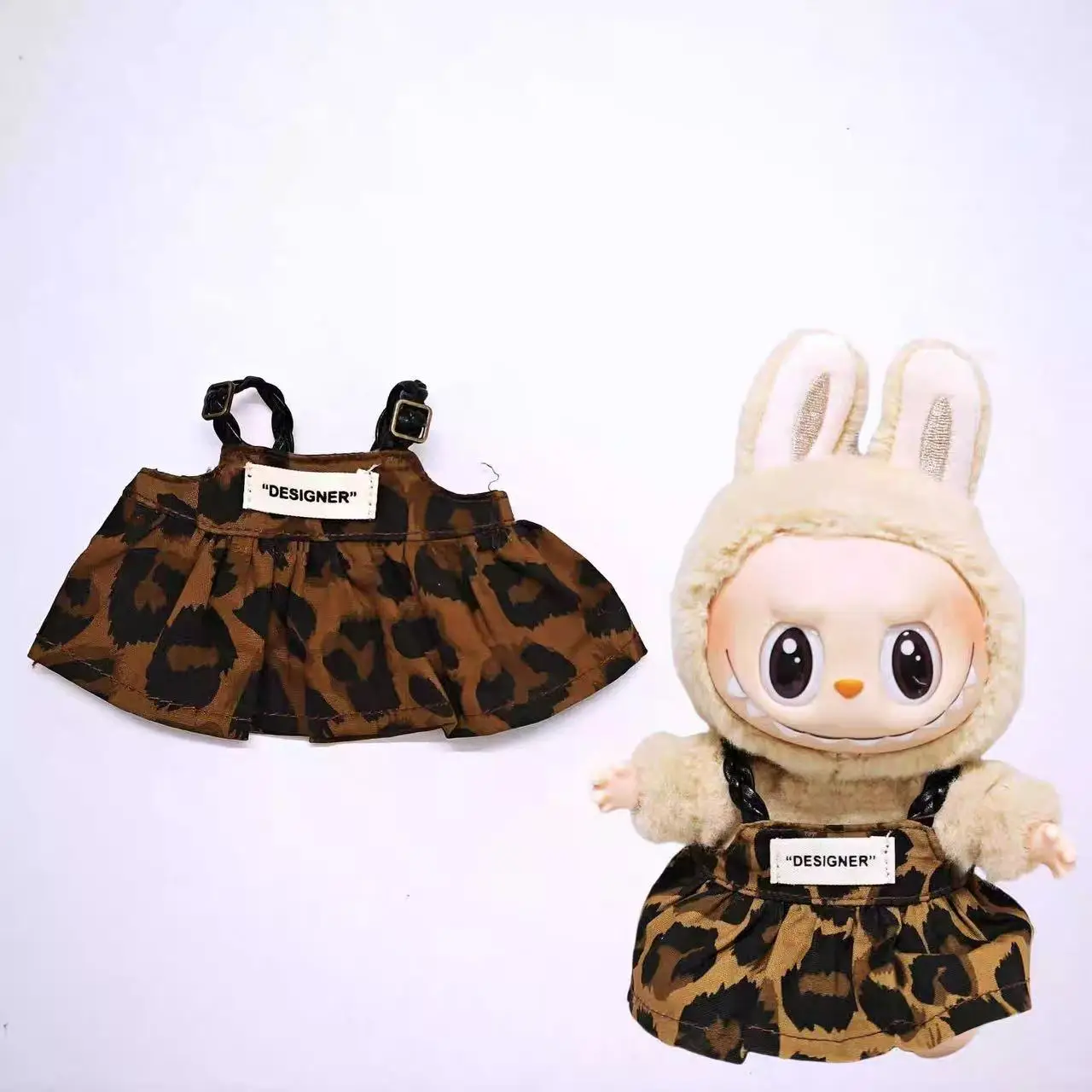 

15-17cm Labubu Doll Clothes DIY Mini Doll Clothes Outfit Accessories and Leopard Print Dress Skirt Birthday Gift Children's Toy
