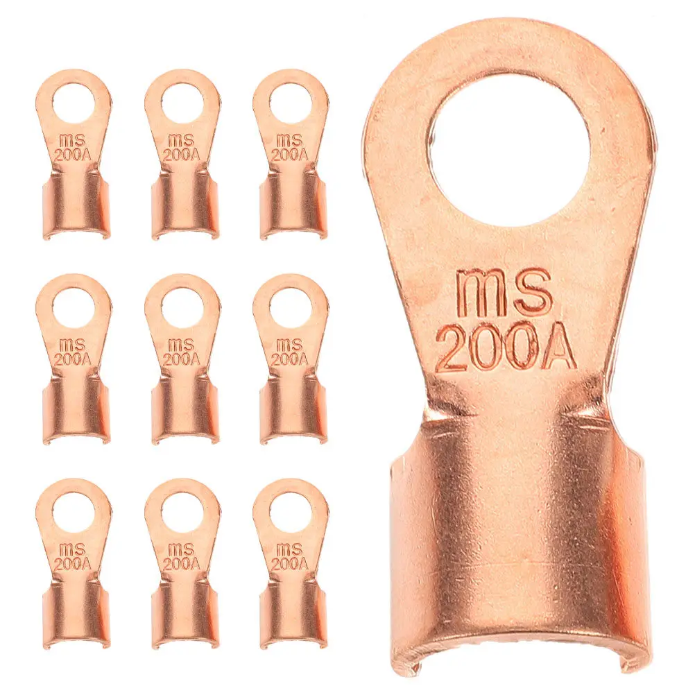 

10 шт. медных обжимных клемм-коннекторов с открытым концом, быстросъемные электрические кабельные наконечники, кольцевые обжимные соединители для проводов