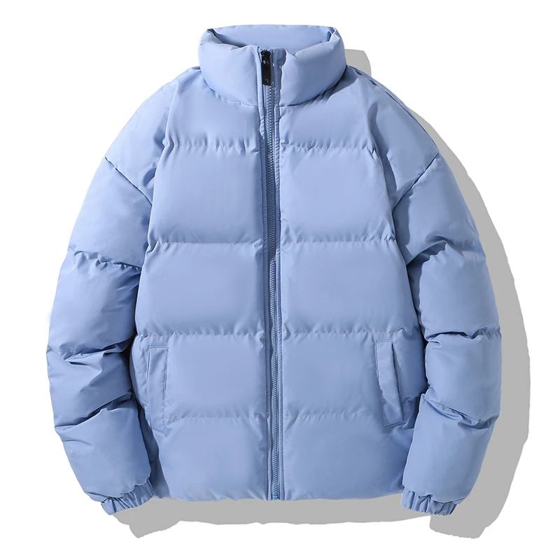 2024 Winterjack Casual Outdoor Effen Kleur Opstaande Kraag Winddicht En Warm Dons Katoenen Jas Eenvoudig Windontwerp Herenjas