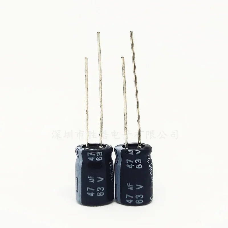 

50PCS/lot 63V47uF volume 6.3*11mm aluminum electrolytic capacitor 47uf 63v Size：6x12（MM）