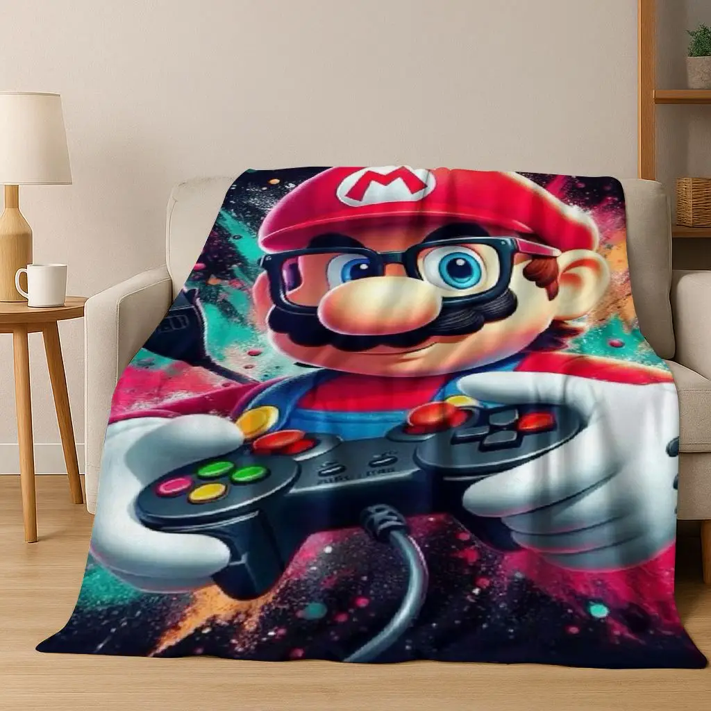 26 Style Mario Cartoon Gift Flannel Blanket,Warm and Cozy Soft Throw Blanket for Home Bedroom Bed Sofa Travel Picnic Cover Kids