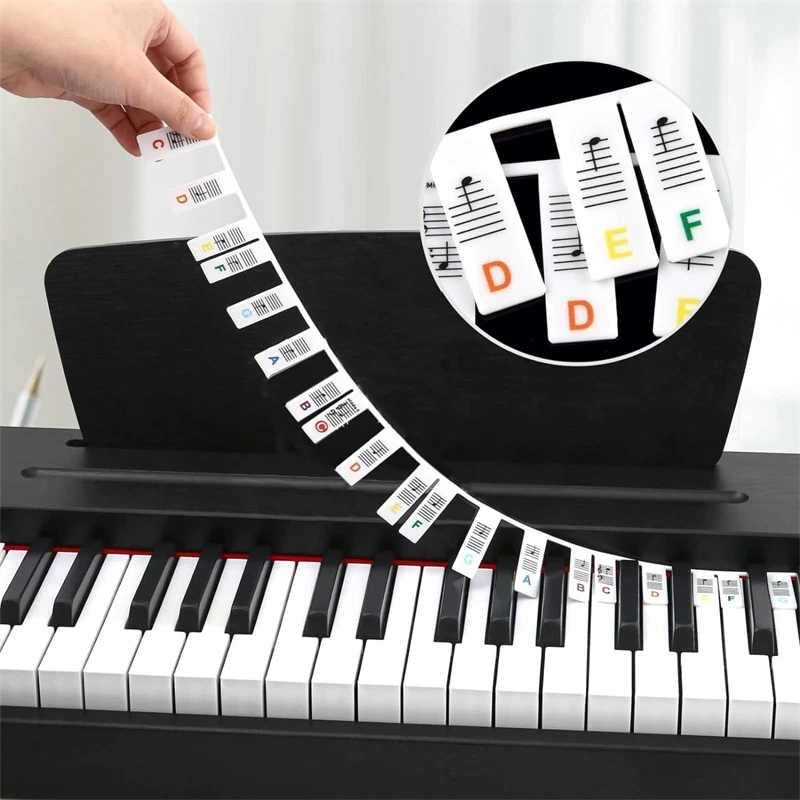 Piano 88 Key Sticker Beginner Keyboard Note Marker Piano Removable Key Stickers For Beginners Kids Electronic Piano Note Bar