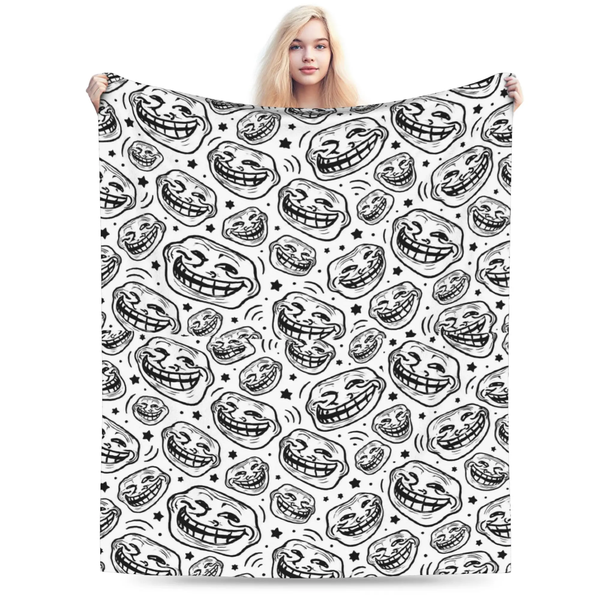 Rage Comic Trollfac Trunk Funny Anime Blanket Quality Warm Soft  Throw Blanket Winter Travel Couch Chair Sofa Bed Bedspread