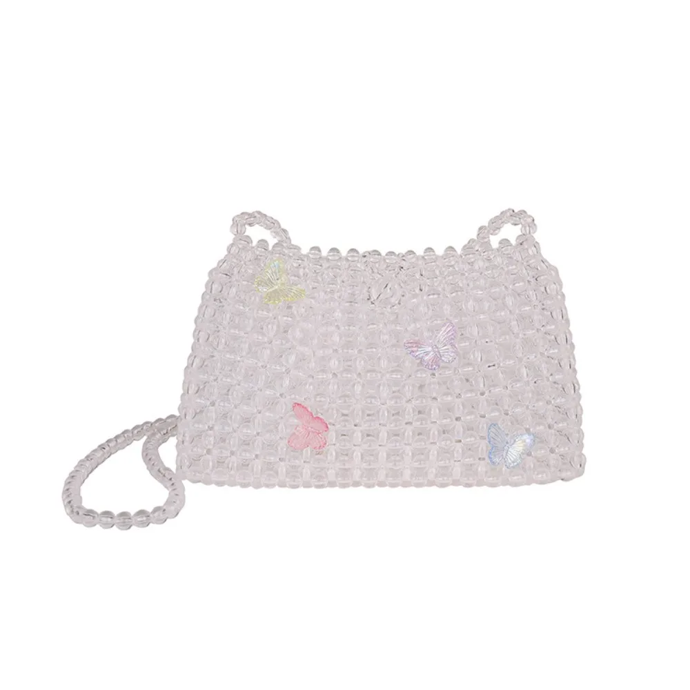 

French Butterfly Pearl Evening Bag Crossbody Bag Dinner Bag Beaded Clutch Bag Woven Solid Color Banquet Bag Women