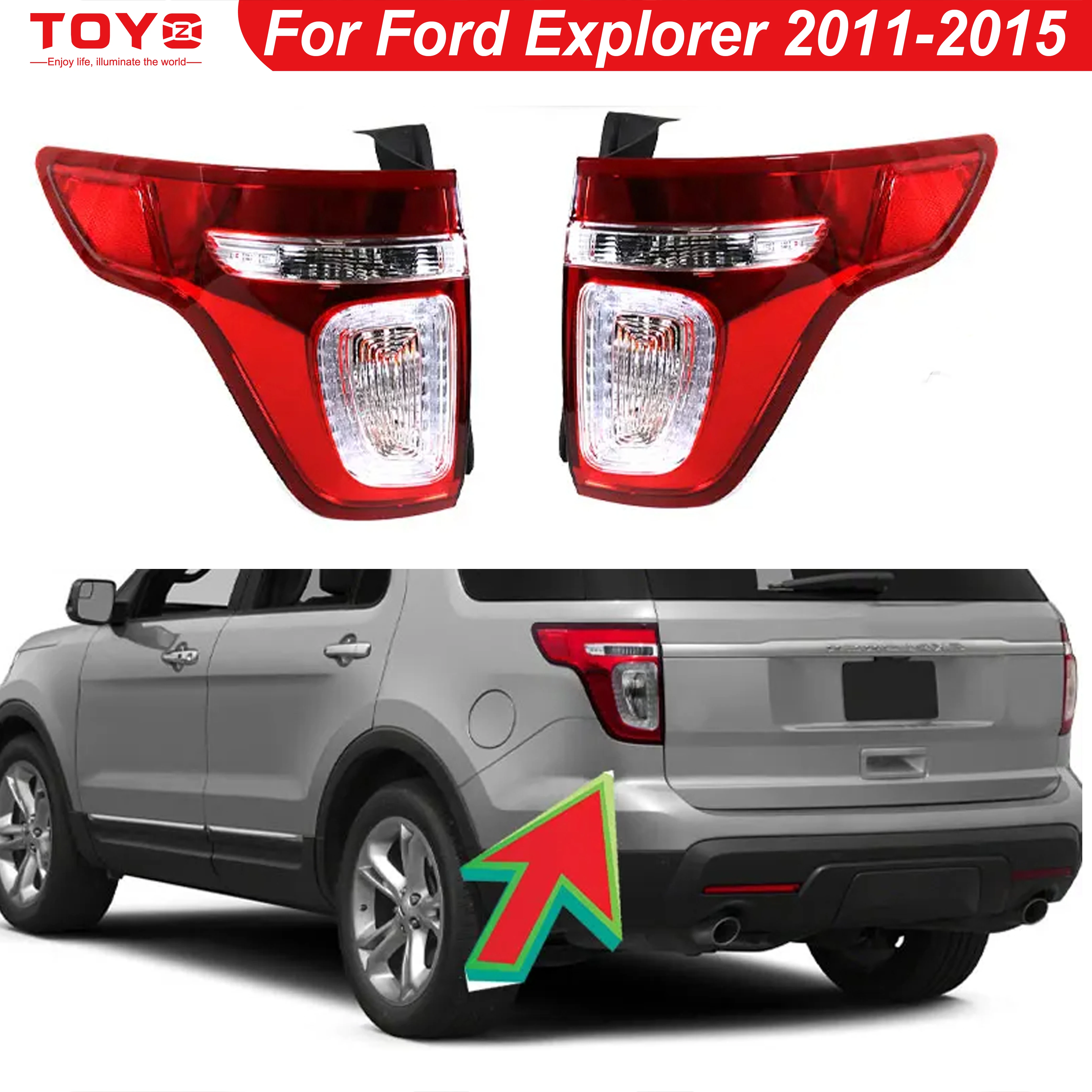 

Для Ford Explorer 2011 2012 2013 2014 2015 Автомобильный светодиодный задний фонарь в сборе, сигнал поворота, предупреждающий стоп-сигнал, автоаксессуары