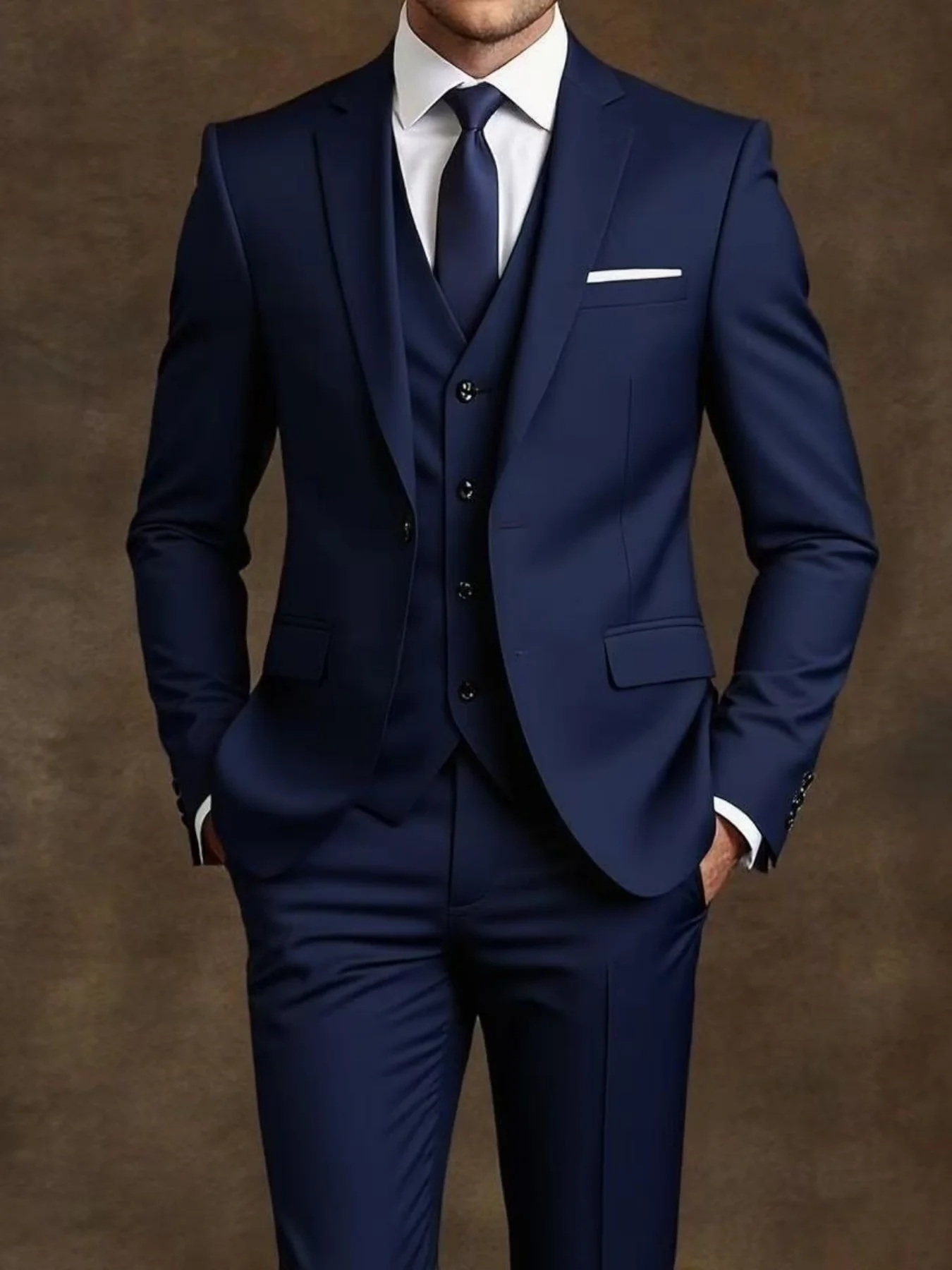 

Men's Modern Groom Suit Single Breasted Solid 3-Piece Formal Set
