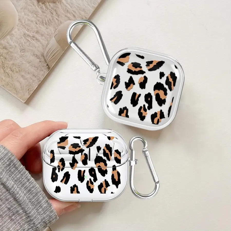 Trendy Fashionable Leopard Print Case For Samsung Galaxy Buds Live 4Pro 2 3 FE 4 Pro 3Pro 2Pro Clear Earphone Cases Cover With