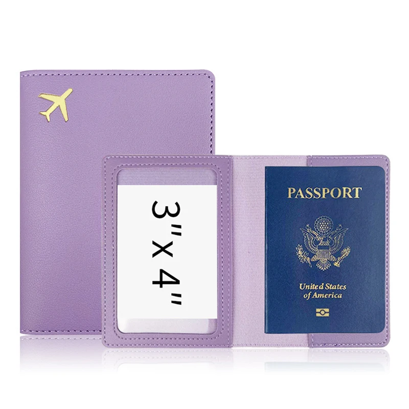 Multi-function Passport Protective Cover PU Leather Storage Bag Card Storage Bags Large Capacity Simple Aircraft Pattern Wallet