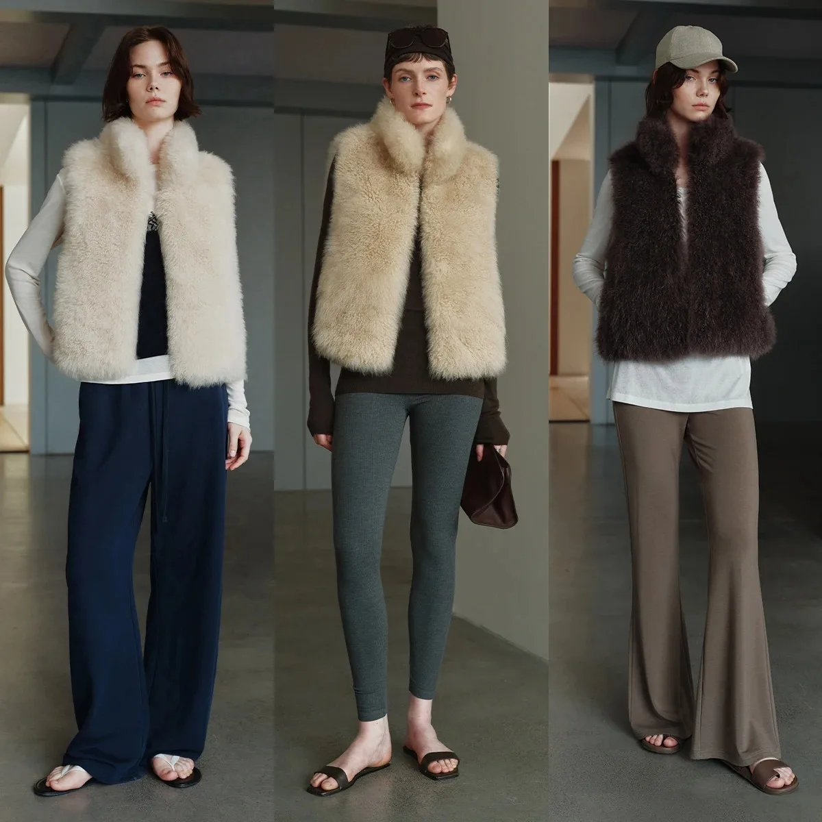 

Women's Faux Fox Fur Gilet Winter Warm Sleeveless Vest Eco-Friendly Plush Stand Collar Jacket