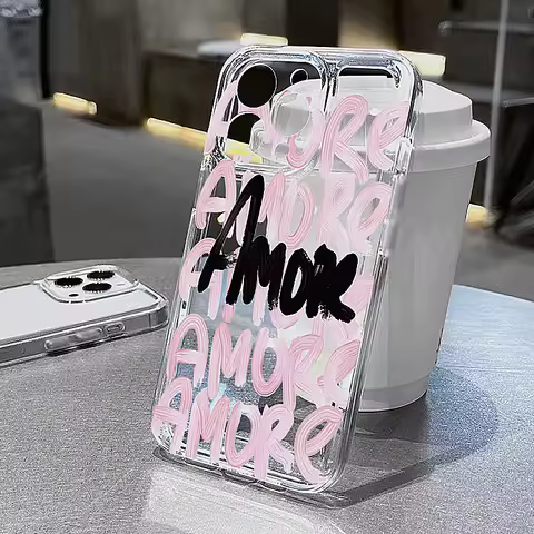 Amore-Love Italian Romantic Phone Case For Samsung Galaxy S25 S24 S23 S22 S21 FE Plus Ultra 5G A56 A55 A35 A16 A54 A53 TPU Cover