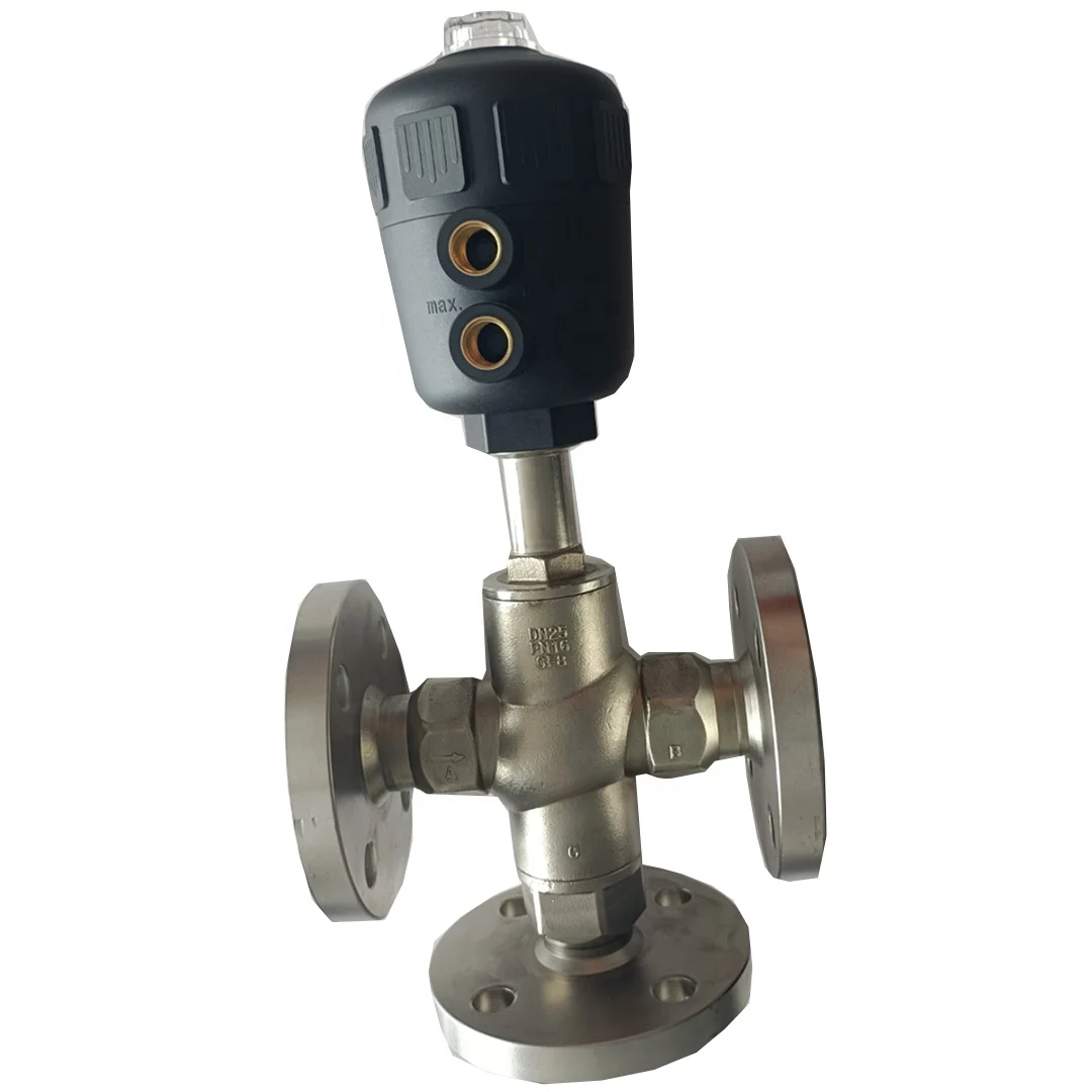 High Quality Customized Stainless Steel SS 316 Pneumatic Flange Control 3 Way Angle Seat Valve for Water