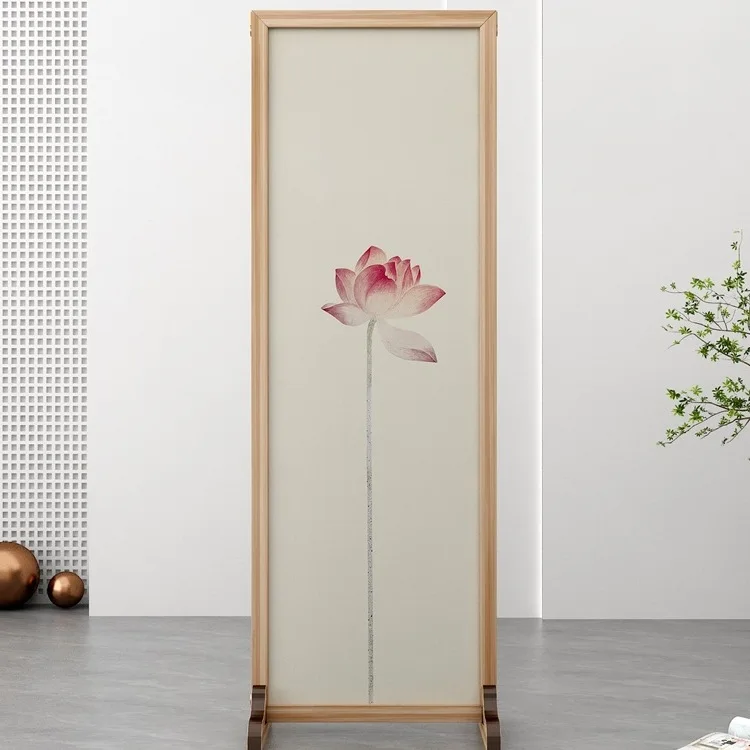 New Chinese-style entrance screen, partition living room, entrance office, double-sided simple solid wood gauze seat screen