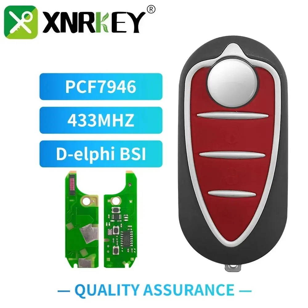 

XNRKEY For Alfa Control Car Key Folding Flip Remote Car Key 3 Button PCF7946 Chip 433Mhz D-elphi BSI System