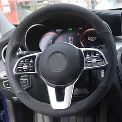 Soft Black Leather Suede Car Steering Wheel Cover For Mercedes Benz A-Class W177 B-Class W247 C-Class W205 CLS-Class