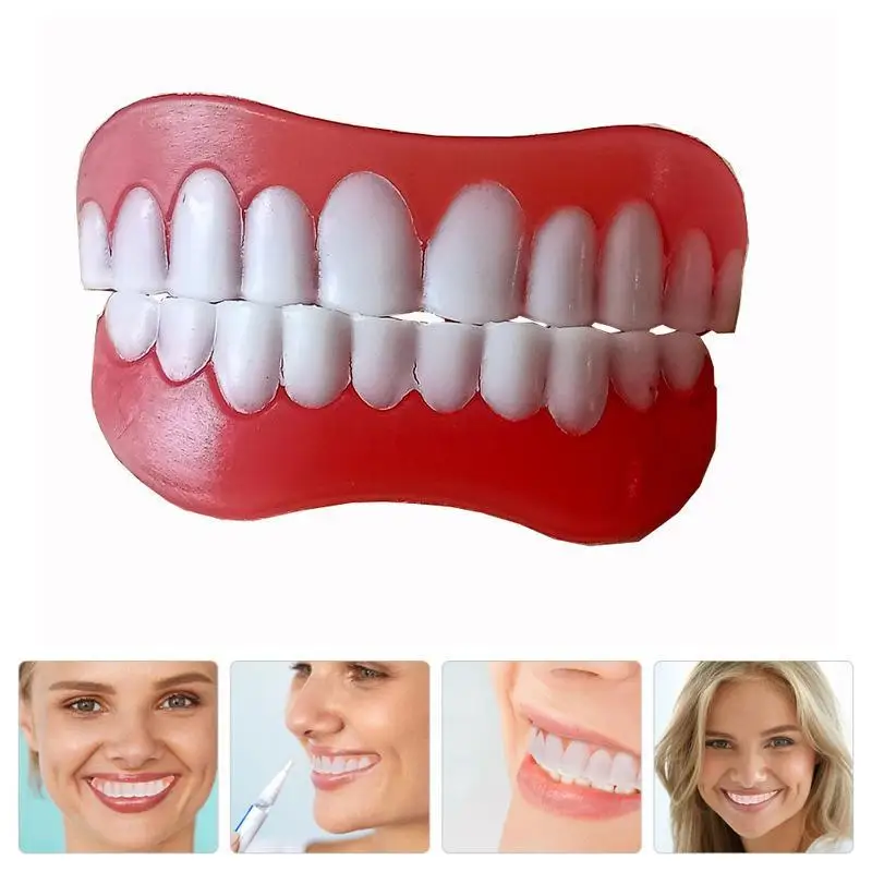 Disposable Temporary Smiling False Teeth with Filling Glue Upper Lower Comfortable Veneers for Home Use