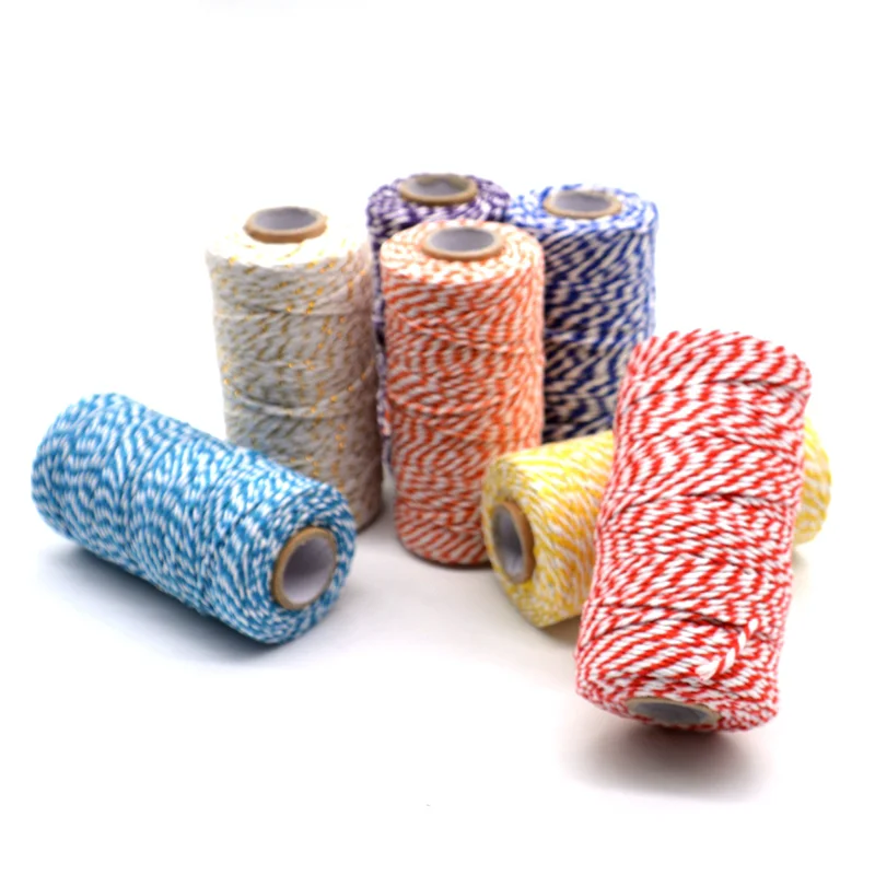 2Mm Twee-Kleur Katoenen Touw 10Yards Bakers Twine String Katoenen Draad Voor Home Decor Handgemaakte Diy Kerst cadeaupapier