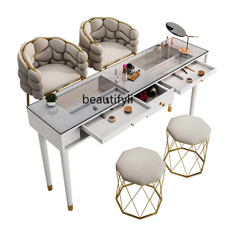 

Manicure Table and Chair Set Nordic Single Double Simple and Light Luxury Paint Manicure Table