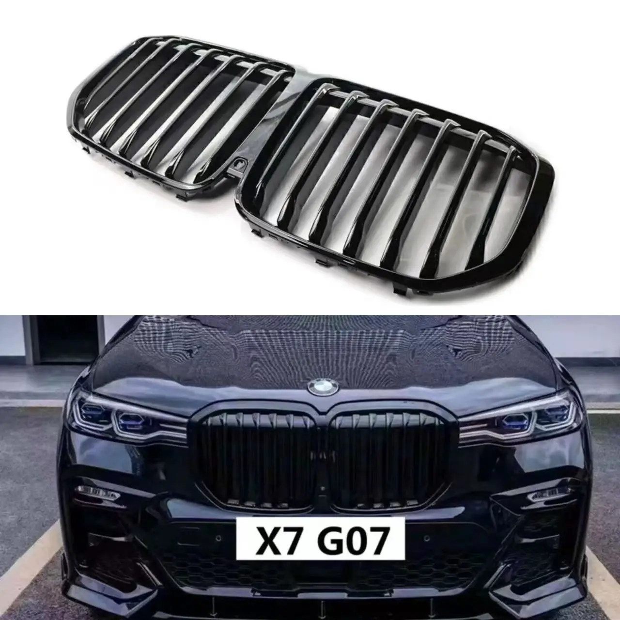 

Suitable for Replacing The Original Car of The 2020-2022 BMW X7 G07 Single Line Glossy Black MP Blackened Horizontal Bar Grille