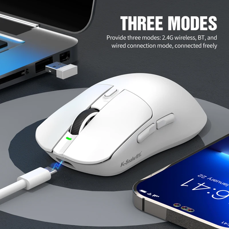 K-Sanke X11 Bluetooth Wireless Mouse Game Three-Mode E-Sports Laptop PAW311 desktop Computer lightweight Magnetic Charging