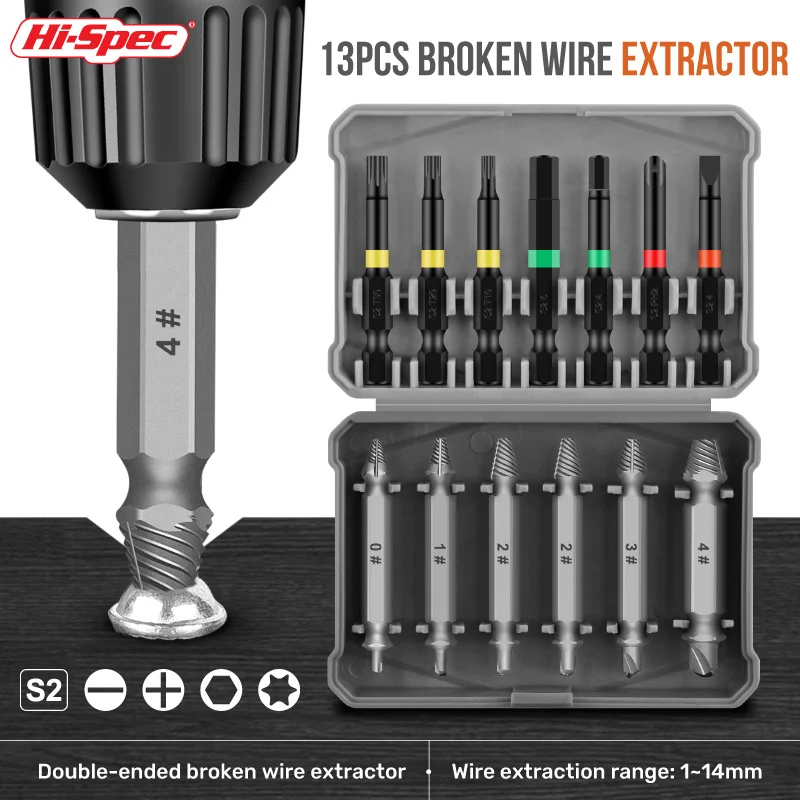 

Bolt Demolition Tools S2 Screwdriver Broken Damaged Bolt Extractor Stripped Screw Extractor Drill Kit T10-T20-T30-H4-H6-PH2-SL4