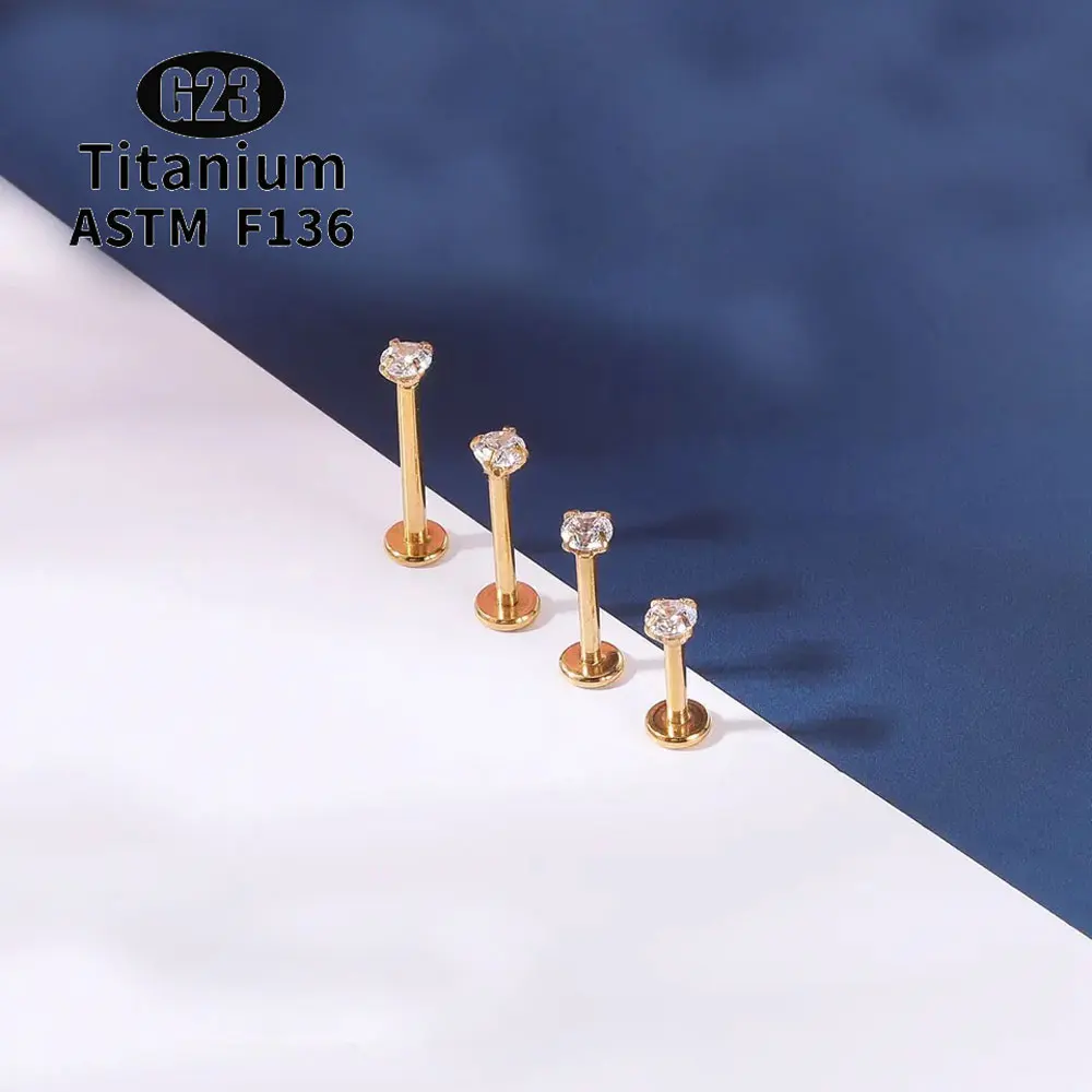 5/10pcs Crystal G23 Titanium Threaded Labret Piercing Cartilage Tragus Earrings Stud Lip Body Jewelry