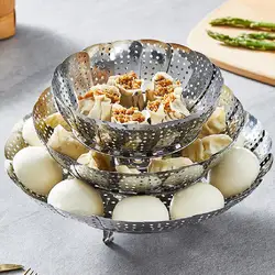 Folding Stainless Food Steamer Vegetable Fruit Food Basket Mesh Steamer Rack Cookware Utensils For Cooking Steam Dia.21/26/28cm