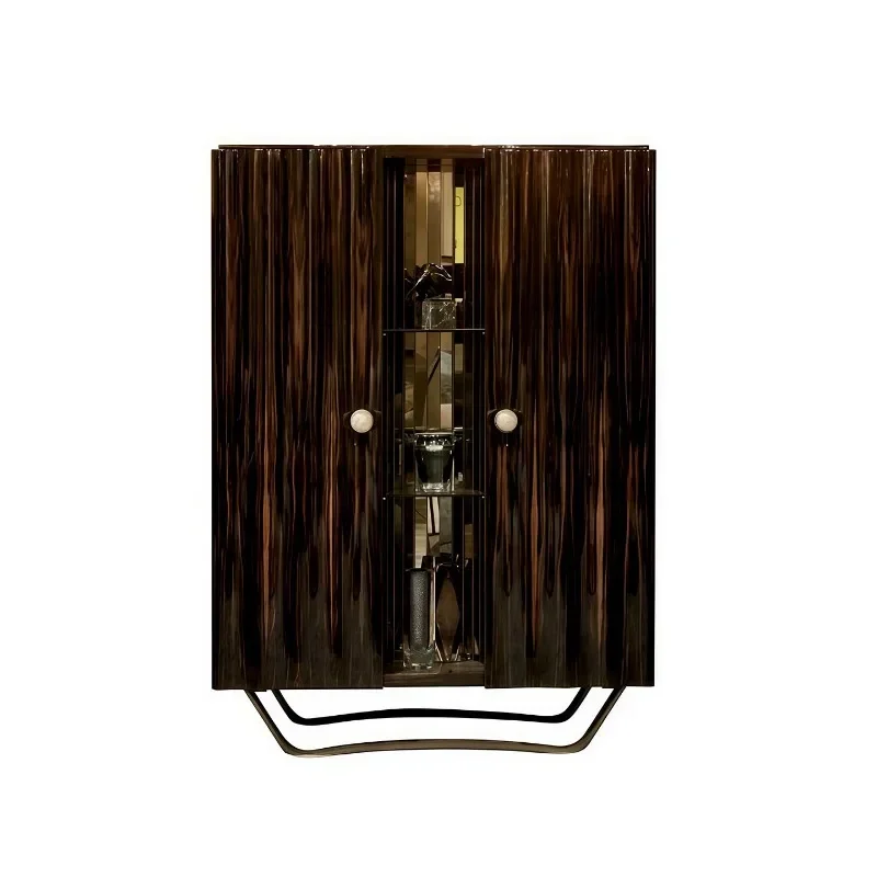 Light luxury and high-end, solid wood wine cabinet living room, dining side cabinet modern high-end sense, glass locker