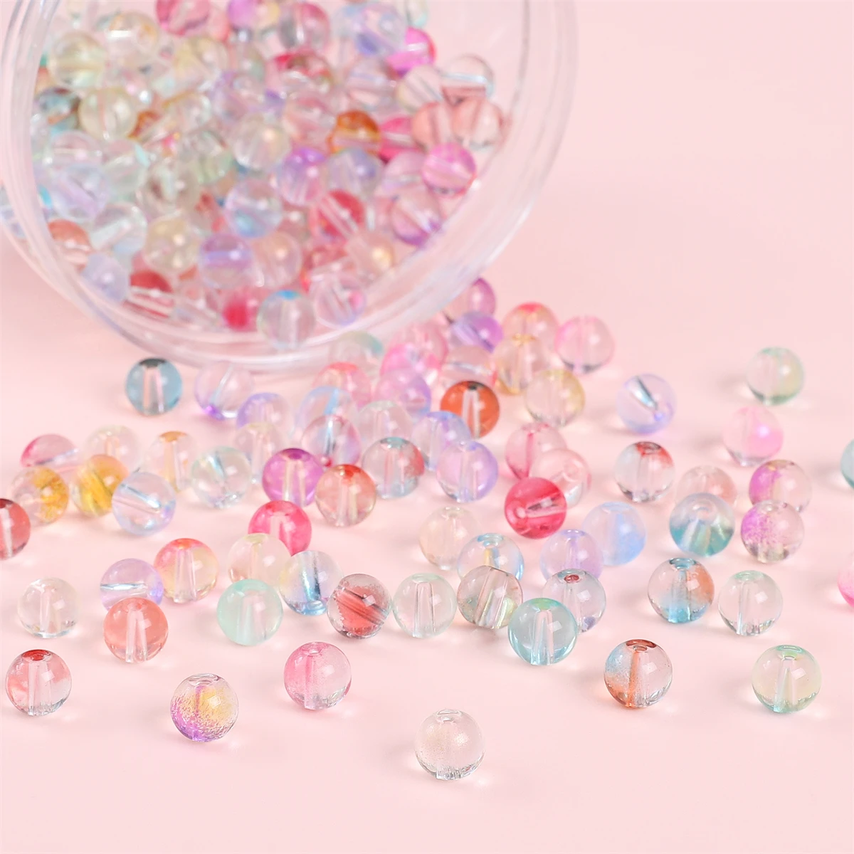 8mm Glass Jelly Bubble Double Round Beads For Making Jewelry DIY Earring Bracelet Necklace Women Girls Accessories 50pcs