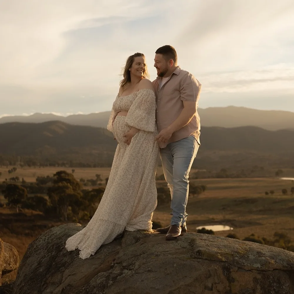 Dwuczęściowy zestaw ciążowy z szyfonu w kwiaty, sukienka w stylu boho do sesji zdjęciowych, sukienka ciążowa do sesji zdjęciowych dla kobiet.