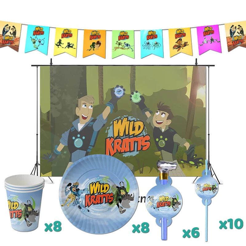 

Wild Kratts Birthday Party Decorations Animal Theme Supplys Banner Cups Plates for Kids Safari